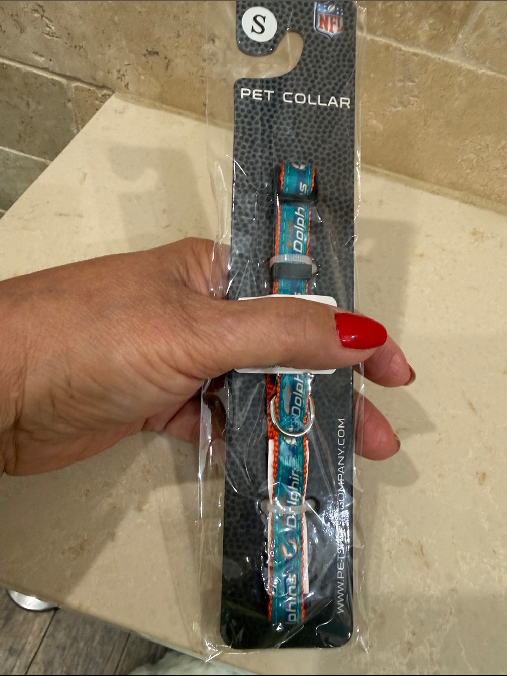 NFL Teal and Orange Dolphins Pet Collar SMALL